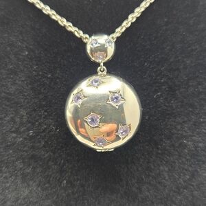 Rachael Galley Piece Silver Locket Necklace with Small Accents